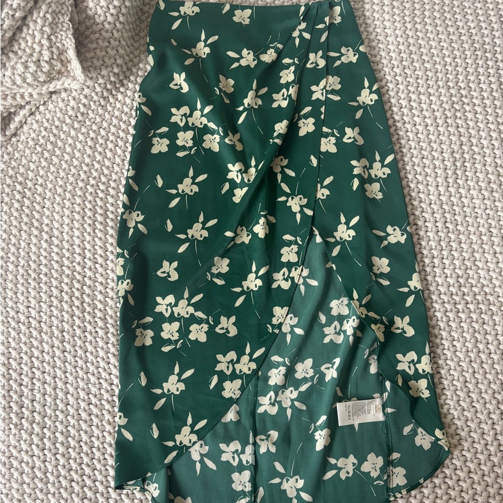 Urban Outfitters Asymmetrical Green Floral Skirt
